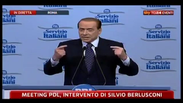 Meeting PDL, Berlusconi: miei capi d'imputazione sono bazzecole