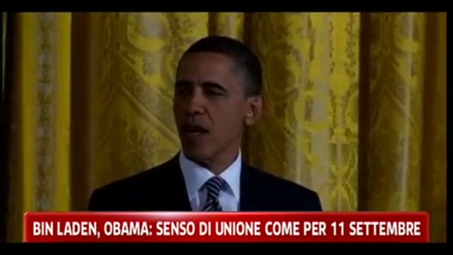 Bin Laden, Obama: senso di unione come per 11 Settembre