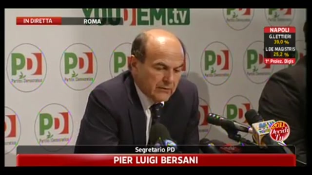 1 - Amministrative 2011, conferenza stampa Pier Luigi Bersani (ore 19.00)