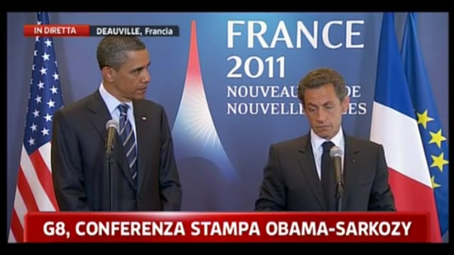 G8, conferenza stampa Obama-Sarkozy