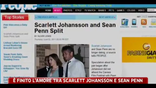 E' finito l' amore tra Scarlett Johansson e Sean Penn
