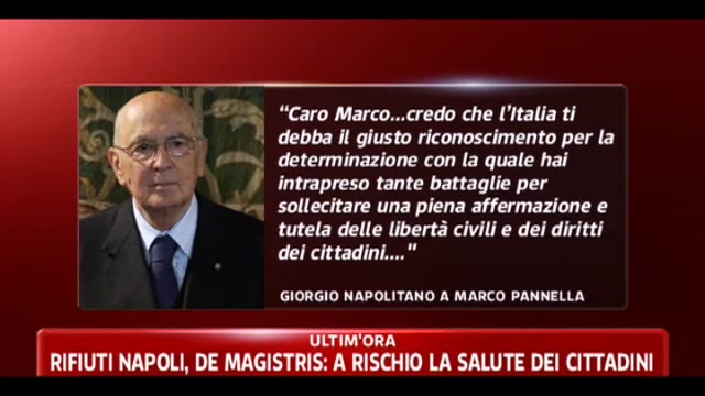 Napolitano scrive a Marco Pannella, da due mesi in sciopero della fame