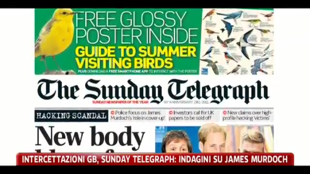 Intercettazioni GB, Sunday Telegraph: indagini su James Murdoch