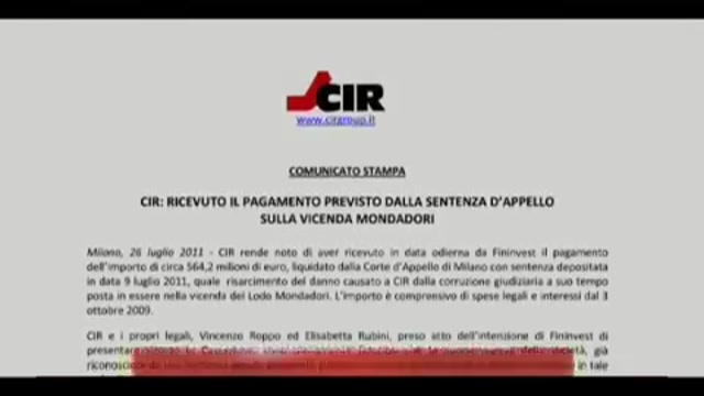 Lodo Mondadori, Fininvest paga a Cir risarcimento di 564 milioni