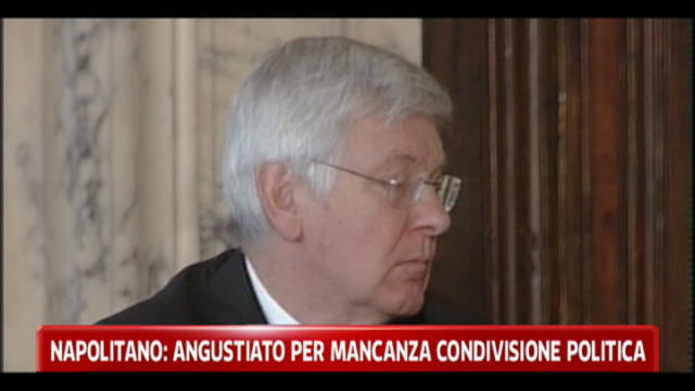 Napolitano: angustiato per mancanza condivisione politica