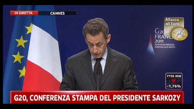 G20, conferenza stampa del presidente Sarkozy