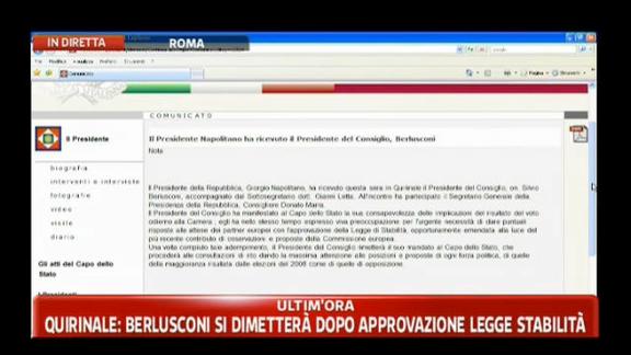 Berlusconi si dimetterà dopo approvazione legge stabilità