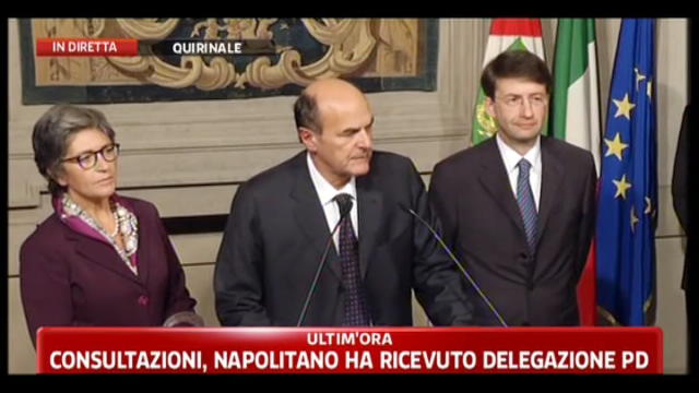 Consultazioni, Bersani: sì a un governo di emergenza