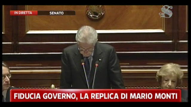 Fiducia Governo, la replica di Mario Monti