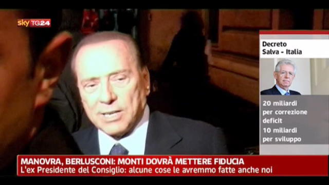 Manovra, Berlusconi: Monti dovrà mettere fiducia
