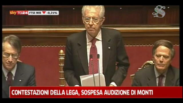 Contestazioni della Lega, sospesa audizione di Monti