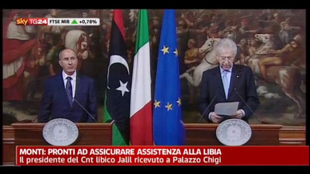 Monti, pronti ad assicurare assistenza alla Libia