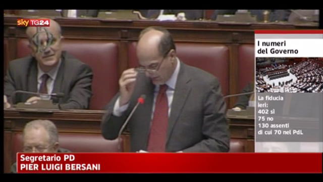 Governo, Bersani: sostegno fino a fine legislatura