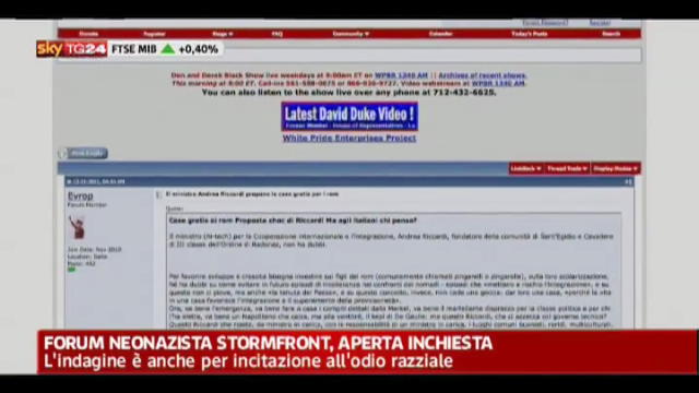 Forum neonazista Stormfront, aperta inchiesta