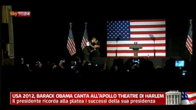 USA 2012, Barack Obama canta all'Apollo theatre di Harlem
