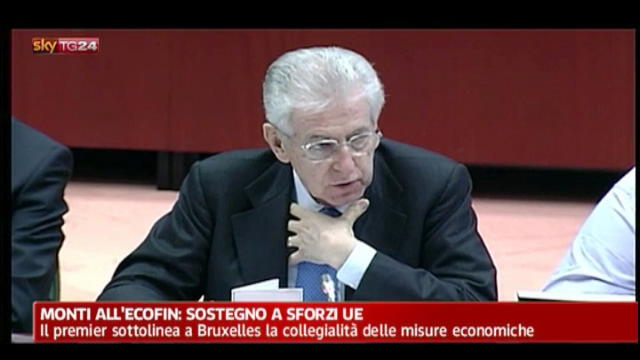 Monti all'Ecofin: sostegno a sforzi UE