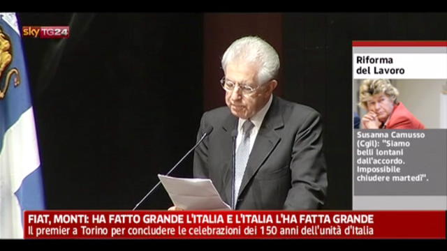 Fiat,Monti:ha fatto grande l'Italia, Italia l'ha resa grande