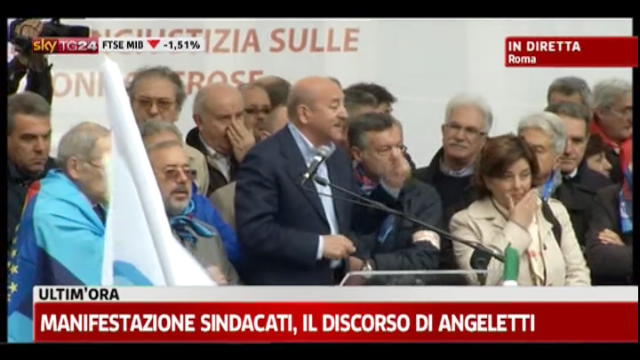 Manifestazione sindacati, il discorso di Angeletti
