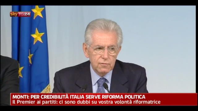 Monti: per credibilità Italia serve riforma politica