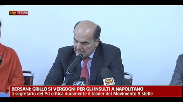 Bersani, Grillo si vergogni per insulti a Napolitano