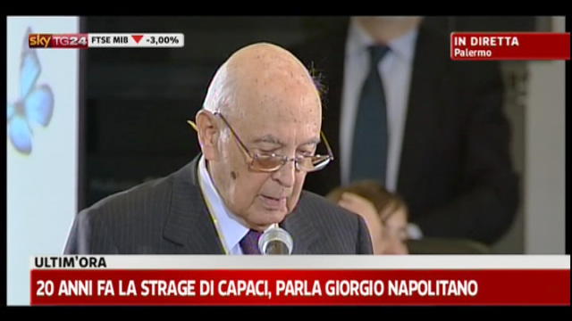20 anni fa la strage di Capaci, il discorso di Napolitano