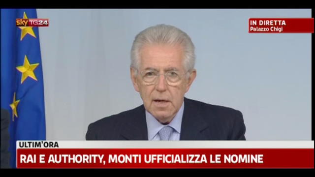 1 - Rai e Authority, Monti ufficializza le nomine