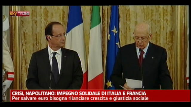 Crisi, Napolitano: impegno solidale di Italia e Francia