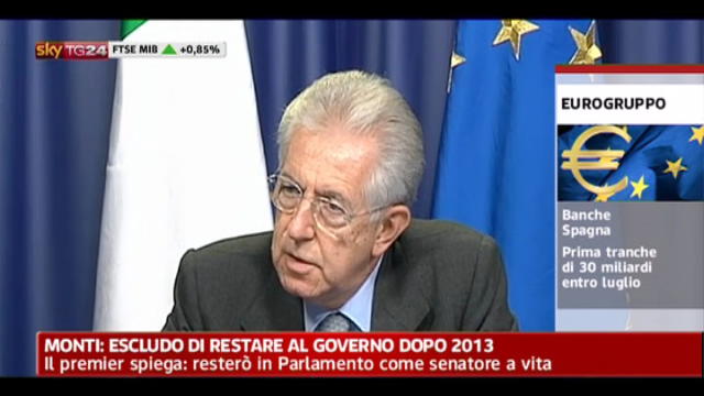 Monti: escludo di restare al governo dopo 2013
