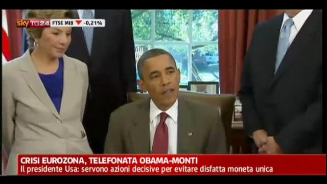 Crisi Eurozona, telefonata Obama-Monti