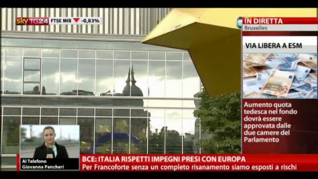 Bce: Italia rispetti impegni presi con Europa
