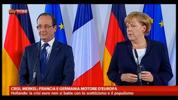 Crisi, Merkel: Francia e Germania motore d'Europa