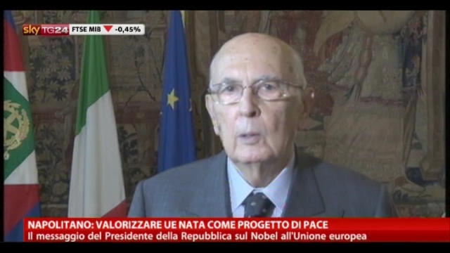 Napolitano: valorizzare UE nata come progetto di pace