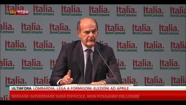 Bersani: governare sarà difficile, non possiamo deludere