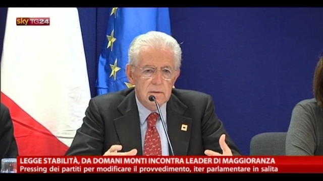 Legge stabilità, Monti incontrerà leader di maggioranza
