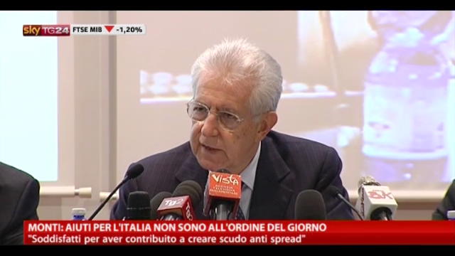 Monti: aiuti per l'Italia non sono all'ordine del giorno