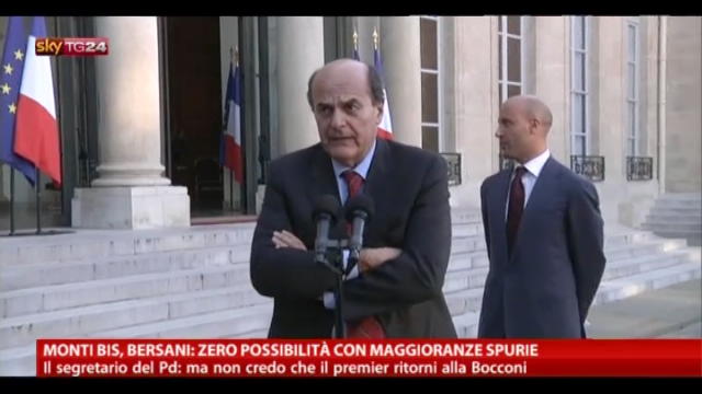 Monti bis, Bersani: zero possibilità con maggioranze spurie