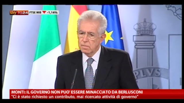 Monti: il governo non può essere minacciato da Berlusconi