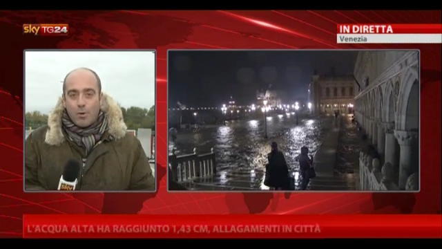 Venezia, l'acqua alta ha raggiunto 1,43 cm