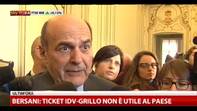 Bersani: ticket IDV-Grillo non è utile al Paese