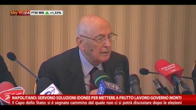 Napolitano: servono soluzioni idonee per post Monti