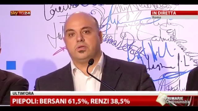 Primarie CS, dati provvisori: Bersani 61,5%, Renzi 39,5%