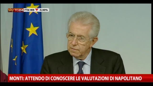 Monti: attendo di conoscere le valutazioni di Napolitano