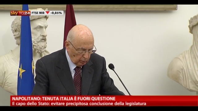 Napolitano: tenuta Italia è fuori questione