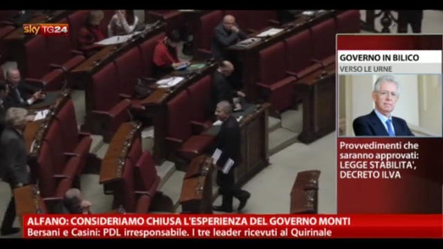 Alfano, consideriamo chiusa l'esperienza del Governo Monti