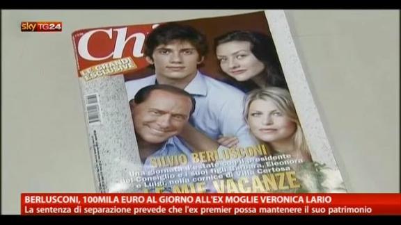 Berlusconi, 100mila euro al giorno a Veronica Lario