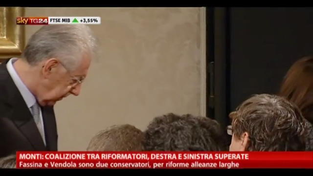 Monti a Bersani: io sto con le riforme