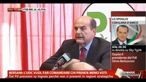 Bersani: l'Udc vuol far comandare chi prende meno voti