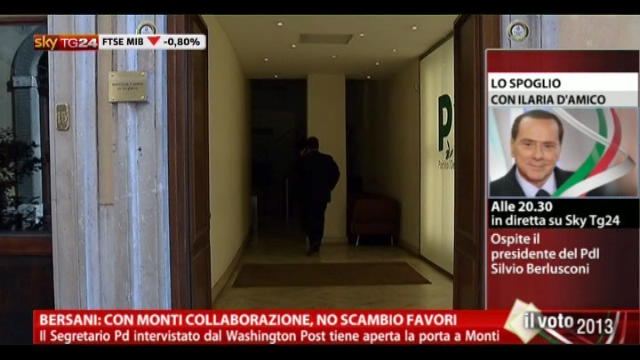 Bersani: con Monti collaborazione, no scambio favori