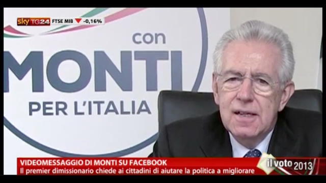 Videomessaggio di Monti su Facebook