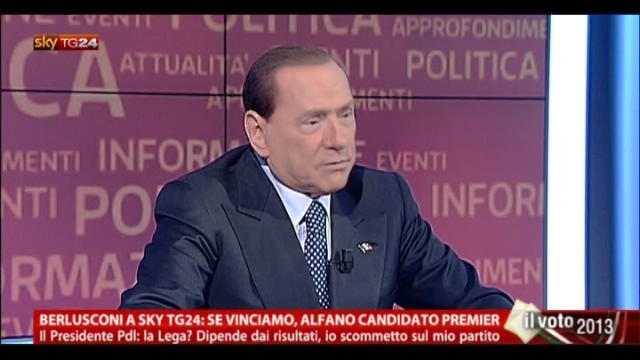 Berlusconi a SkyTG24: se vinciamo, Alfano candidato premier